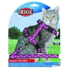 Trixie Hám És Póráz Macskának Nylon Fehér Macska Mintás 27-45cm/10mm, 1,2m