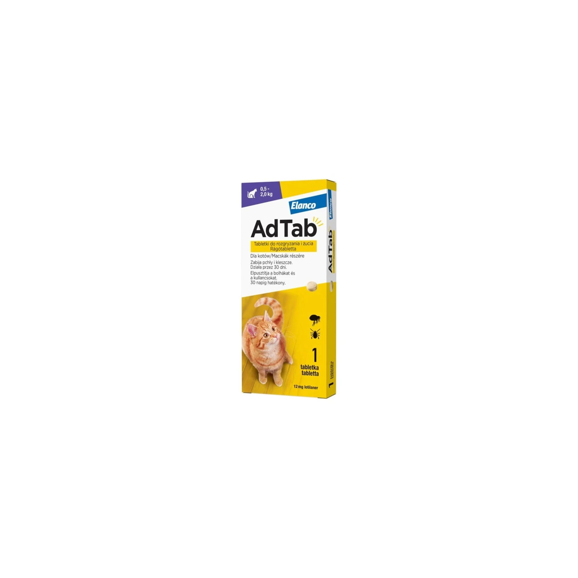 AdTab 12mg rágótabletta macskák részére (0,5-2 kg)