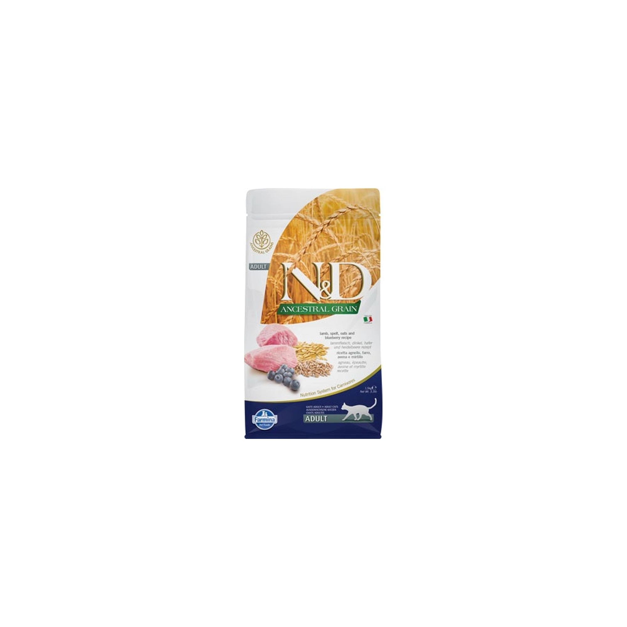 N&D Cat Ancestral Grain bárány, tönköly, zab & áfonya adult 1,5kg