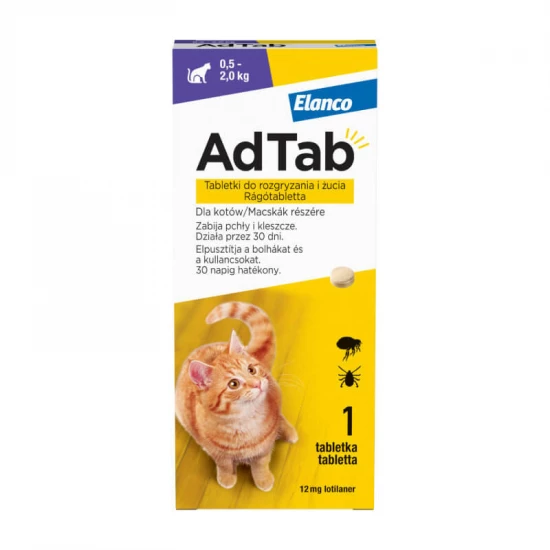 AdTab 12mg rágótabletta macskák részére (0,5-2 kg)