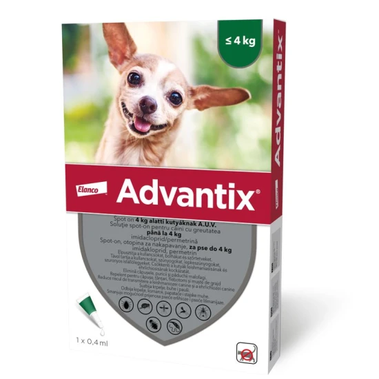 Advantix spot on 4 kg alatti kutyáknak AUV 4 x 0,4 ml