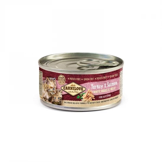 Carnilove Cat Kitten Turkey & Salmon Can- Pulyka és Lazac Hússal Konzerv 100g