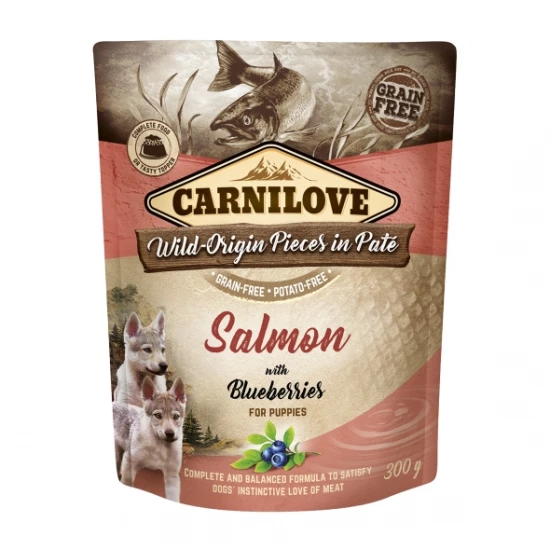 Carnilove Dog Puppy tasakos Paté Salmon with Blueberries - Lazac áfonyával 300g HU