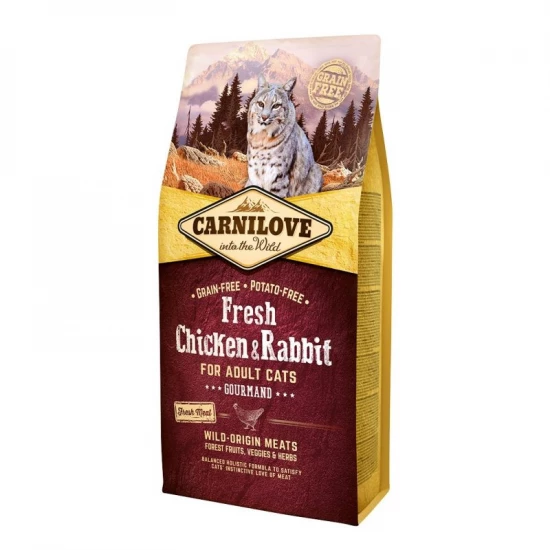 Carnilove Fresh Adult Cat Chicken & Rabbit Gourmand- Csirke és Nyúl Hússal 6kg