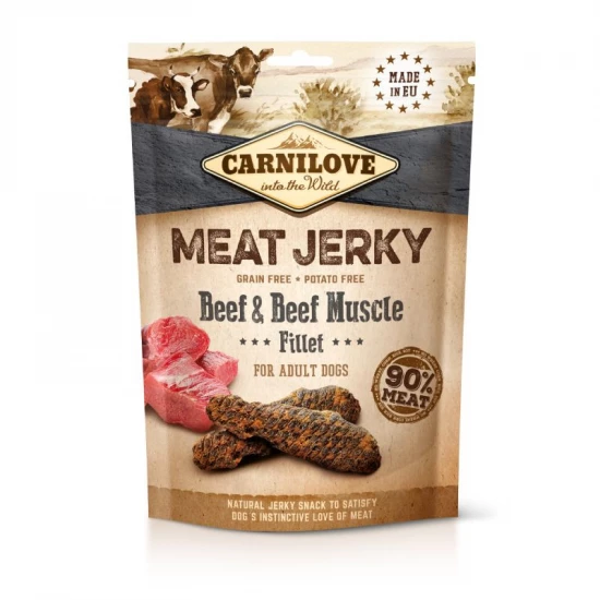 Carnilove Dog Jutalomfalat Jerky  Beef&Beef Muscle Fillet - marha filé 100g