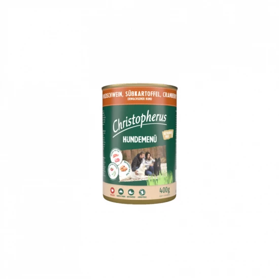Christopherus Dog konzerv menü vaddisznó, é.burgonya, áfonya 400g