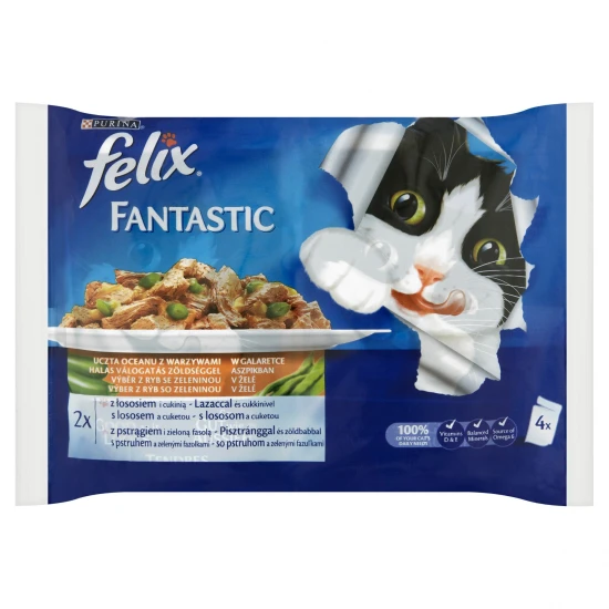 Felix Fantastic Duo Multipack Halas Válogatás Zöldségekkel Aszpikban 4x85g