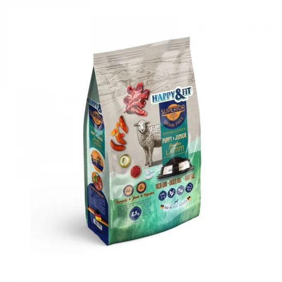 -Happy&Fit Superior Hipoallergén GF Puppy&Junior Friss bárány, édesburgonyával 2,5kg