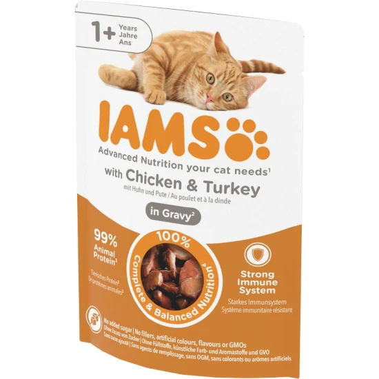 Iams Cat Delights Csirkehús És Pulykahús Szószban nedves macskatáp 85g