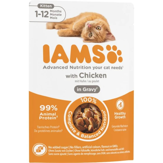 Iams Delights Kitten Csirke Falatkák Ízletes Szószban nedves macskatáp 85g
