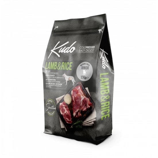 Kudo Low Grain Junior Lamb/Rice Medium/Maxi száraz kutyatáp bárány, rizs 12kg