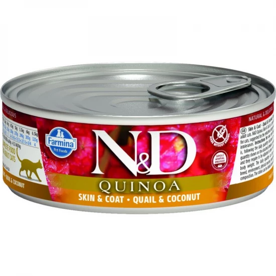 N&D Quinoa Cat konzerv fürj & kókusz 80g