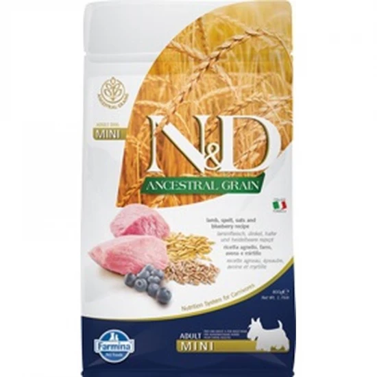 N&D Dog Ancestral Grain bárány, tönköly, zab & áfonya adult mini 800g