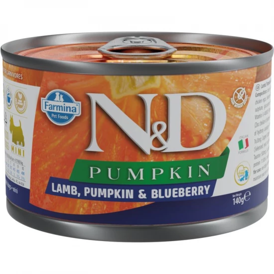 N&D Pumpkin Dog konzerv bárány & áfonya sütőtökkel adult mini 140g