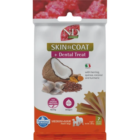 N&D Quinoa Dog Jutalomfalat Skin&coat Herring Adult Med&max 100g