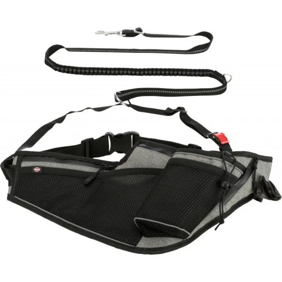 Trixie Futópóráz övvel - Öv: 70-130cm/23cm, póráz: 1,15-1,50m/20mm szürke