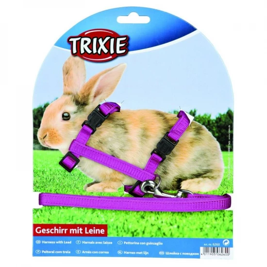 Trixie Hám Pórázzal Nylon, Nyulaknak 25–44cm / 10mm, 1,25m