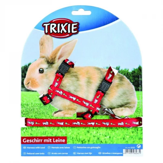 Trixie Hám Pórázzal Nylon, Nyulaknak 25–44cm / 10mm 1,25m