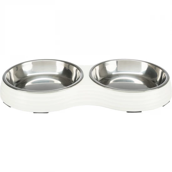 Trixie Tál Fém/Melamin Macskának 0,9L/23cm 2x0,2 l/ 13 cm/27x3x4cm Fehér