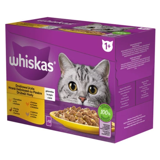 Whiskas alutasak 12-pack szárnyas aszpikban 12x85g Multipack